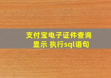 支付宝电子证件查询显示 执行sql语句